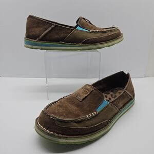 Ariat Womens 6 B Cruiser Brown Leather Slip On Moc Toe Loafer Shoes 10017457
